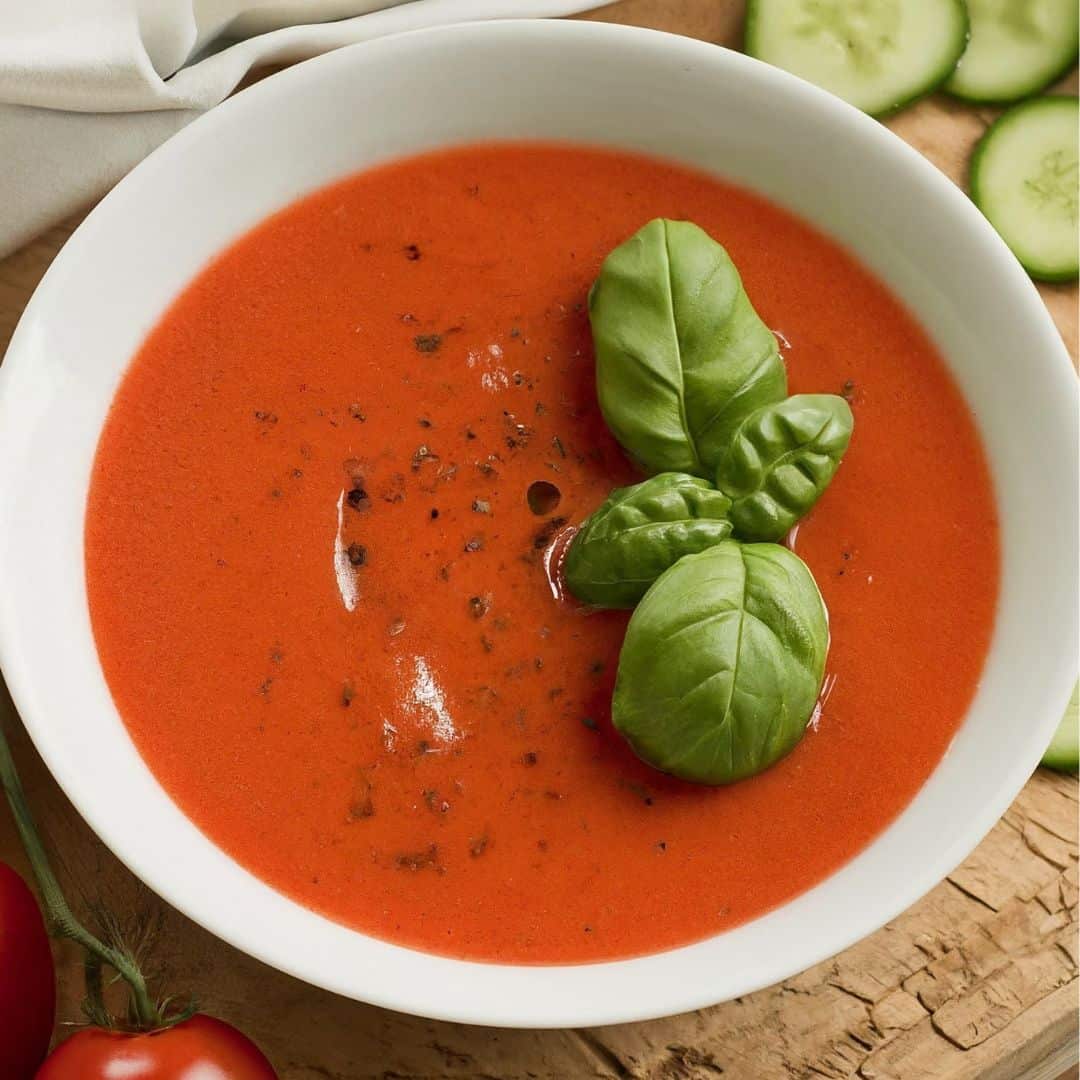 Soupe froide de tomate et concombre